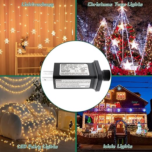 12V 1A Replacement LED Transformer Model JT-DC120V1000-F Class 2 Power Supply IP44 LED Light Controller Low Voltage Transformer for Christmas String Light Inflatable Decorations