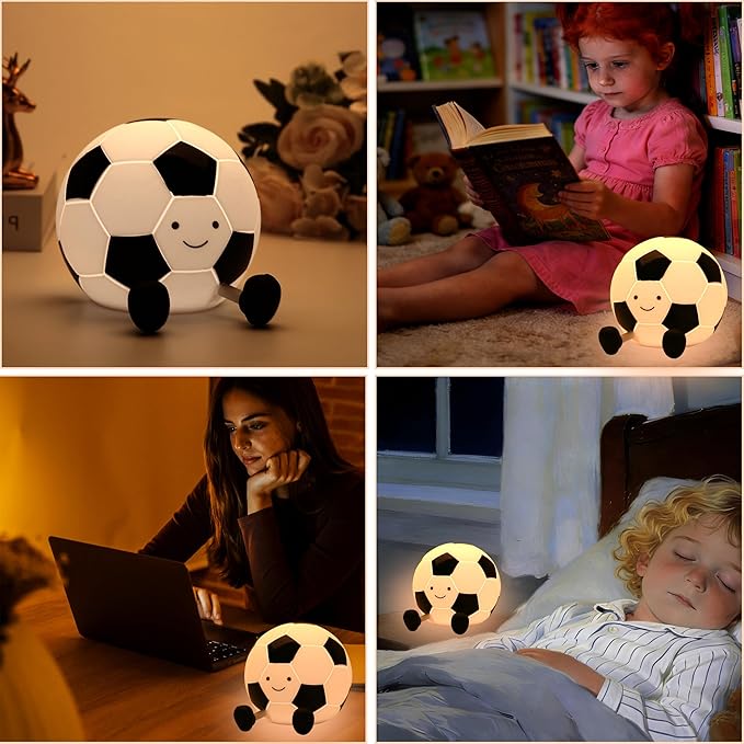 FineLiMoLa Soccer Silicone Night Light for Kids,Cartoon Soccer Lamp Squishy Silicone Baby Nursery Night Light with 7 Colors Change,Football Night Light for Home Decor,Birthday or Christmas Gifts