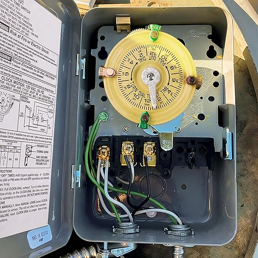careNEW T101M Mechanical Timer Switch (Mechanism Only) - 120V 2HP 40A SPST Pool Pump Timers, 12 ON/Off 24 Hour Wall Timer Switches with Tripper for Lights, Water Heater, Pool Pump Systems