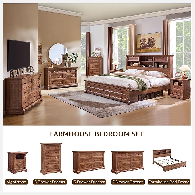 Farmhouse Nightstand with Charging Station, 18" End Table with 2 Drawers Storage and 1 Storage Shelf, Wooden Sofa Table w/Roman Column, , Bedside Cabinet for Bedroom, Living Room, Reclaimed Barnwood
