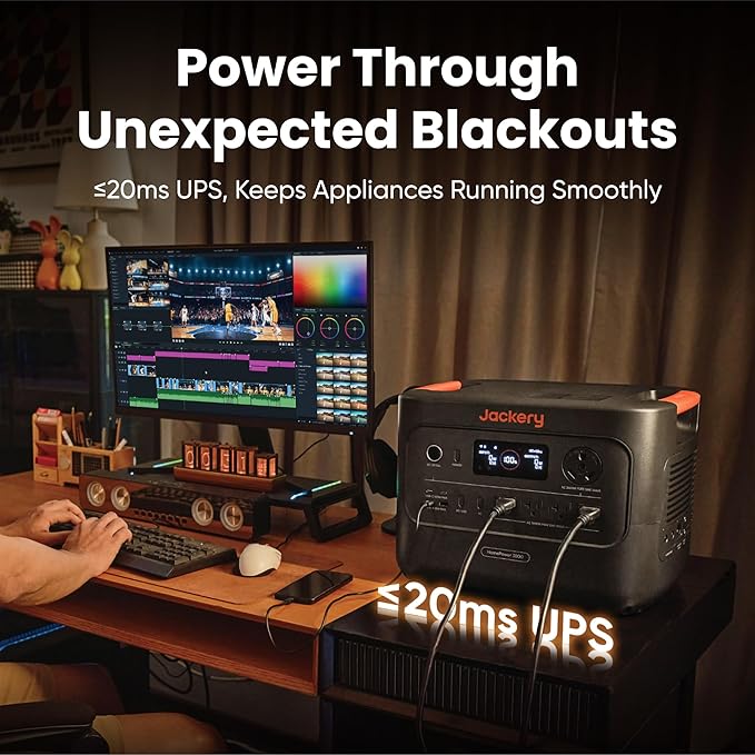 Jackery HomePower 3000 Portable Power Station with AC Cable, 3600W (Surge 7200W) Output, 3072Wh LFP Solar Generator, Essential Home Backup for Home Use, Power Outage (Solar Panel Optional)
