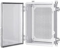 Gratury Junction Box, IP67 Waterproof Plastic Enclosure for Electrical Project, Hinged Grey Cover, Includes Mounting Plate and Wall Bracket (Transparent Cover, 14.6"×10.6"×5.9")