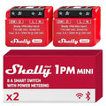 Shelly 1PM Mini Gen3 | WiFi Smart Switch Relay, 1 Channel 8A with Power Measurement | Home Automation | Bluetooth Gateway | Compatible with Alexa & Google Home | No Hub Required (2 Pack)