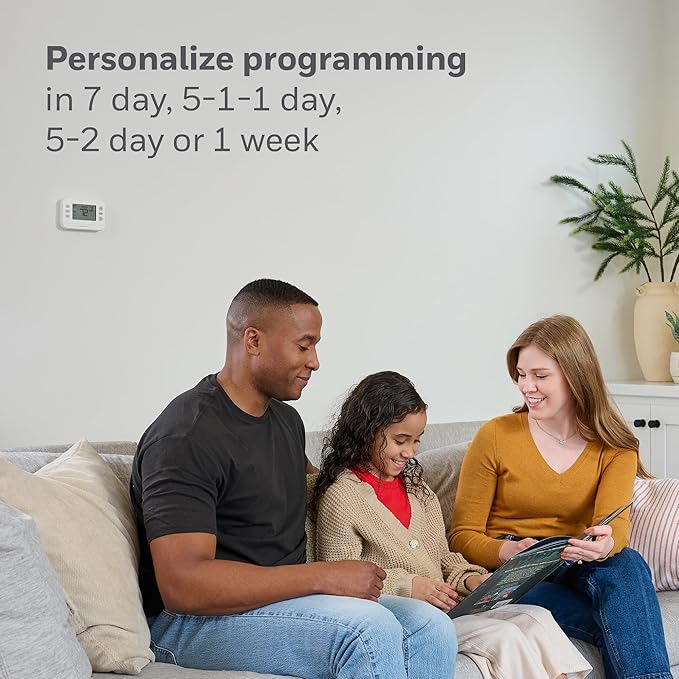 New! Honeywell Home Programmable Thermostat, Conventional/Heat Pump Compatibility, Flexible Schedule, X2P, White, RTH22B
