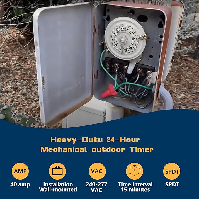 T104M Electromechanical Timer Switch Versatile Scheduling Manual Override,1-12 Cycles Per Day - Manual Override