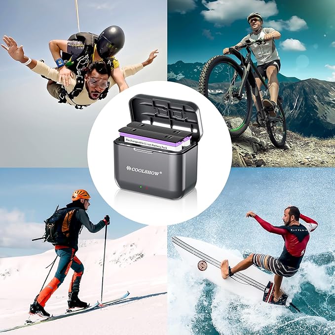 COOLSHOW 360 X5 Battery 2800mAh 2 Packs with Protection Case and Fast X5 Charger Hub Battery Storage Box Design Compatible with Insta360 X5 Camera
