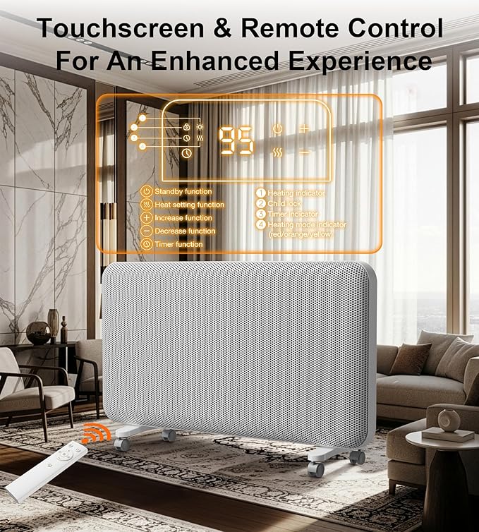 Landeagle Convection Infrared Space Heaters for Large Room, 1500W Electric Heater with Thermostat, 24H Timer,360° Whole-Room Heating, Heaters with Tip-over & Overheat Protection for Indoor Use(32IN)