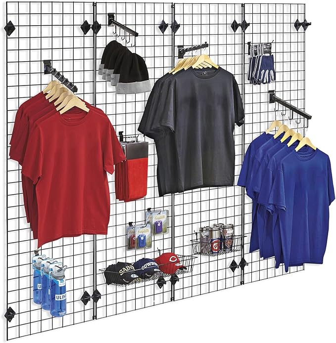 NEESEEYEE Heavy Duty Commercial Grade Gridwall Panels – Grid Panel for Any Retail Display, 2’ Width x 5’ Height, 4 Gridwall Panels Per Carton (Black Finish)