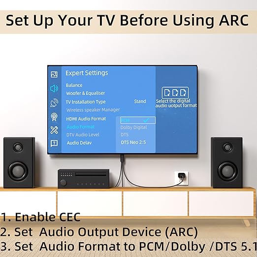 YEUGICEO 192KHz eARC ARC to Optical SPDIF Coaxial Audio Converter for TV,ARC to Optical Audio Extactor Cable,CEC Volume Control,Support PCM2.0/Dolby5.1/DTS 5.1, 4.9 Ft