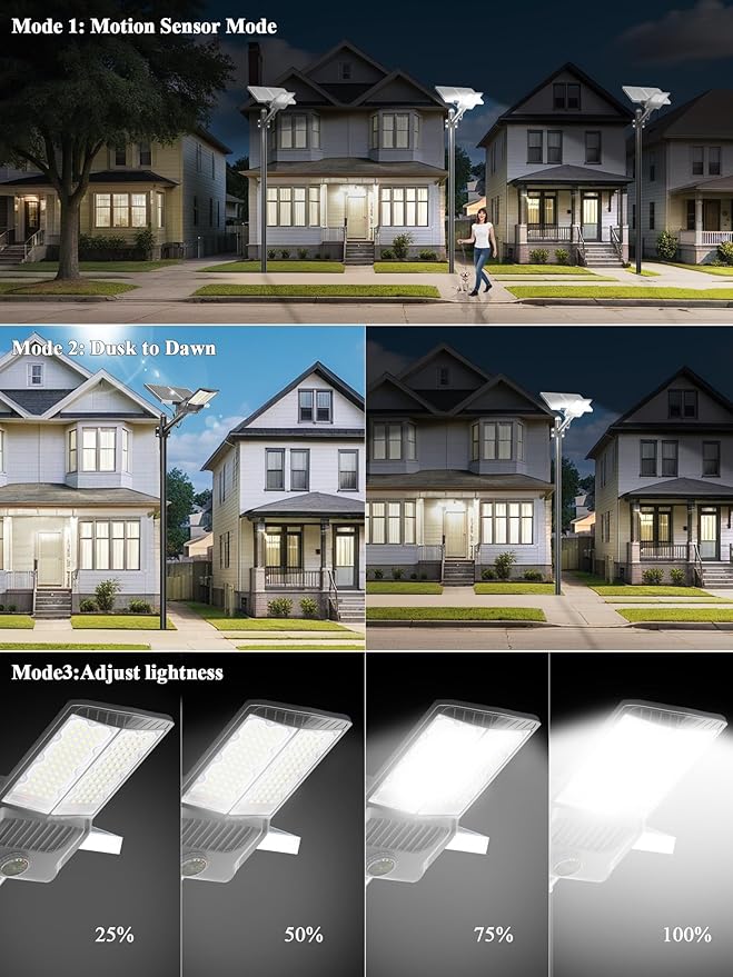 Ofuray OL-9600W Solar Street Lights Outdoor,Parking Lot Lights Commercial Dusk to Dawn up to 520,000Lm,40,000mah Big Power Solar Security Flood Remote Control with Motion Sensor for Street,Yark