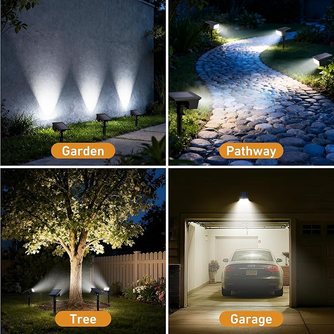 btfarm Solar Spot Lights Outdoor Waterproof, 8 Pack/3 Modes Motion Sensor Lights, Solar Powered Spotlights 2-in-1 Auto On/Off for Outside Pathway Yard Garden Landscape Lighting, Cool White