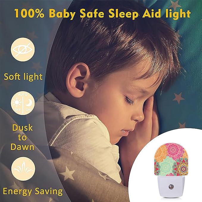 Axxitude Vintage Blooming Night Lights Plug into Wall for Girls Boys Room,Night Light LED Lamp Dusk to Dawn Sensor Round Lamp for Bedroom Bathroom Hallway Home Wall Decor Nightlight
