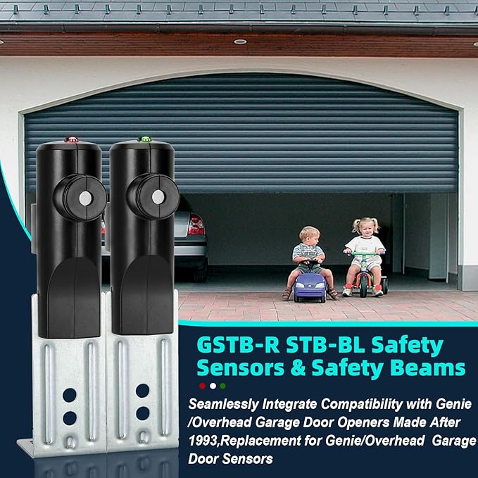 for Genie Garage Door Sensors, GSTB-R STB-BL Safety Sensors (Receiving&Sending), Replacement for Genie/Overhead Garage Door Sensor, Compatible with Genie/Overhead Garage Door Openers Made After 1993