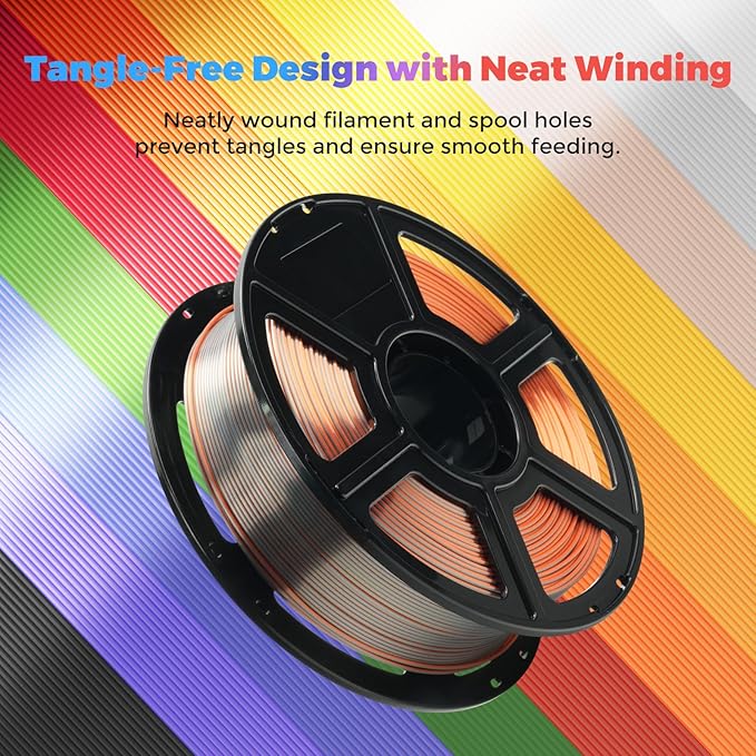 FLASHFORGE Silk Tri-Color Filament, Gold, Silver and Copper 3 in 1 Coextrusion Silk PLA Filament 1.75mm, 3D Printer Filament Color Change 1kg(2.2lbs) Spool, Dimensional Accuracy +/- 0.02mm