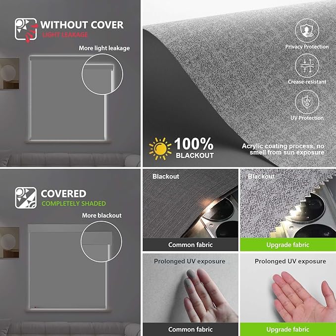 ZSTARR Motorized Smart Blind for Window,Automatic Blackout Roller Shade Compatible, with Remote Control, Child Safety Rechargeable Battery Blind with Valance,Customize (Dove Colour)