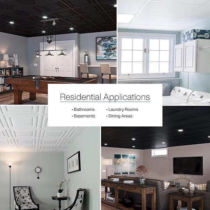 Genesis 2ft x 2ft Stucco Pro White Ceiling Tiles - Easy Drop-in Installation – Waterproof, Washable and Fire-Rated - High-Grade PVC to Prevent Breakage - Pallet of 60 Cases