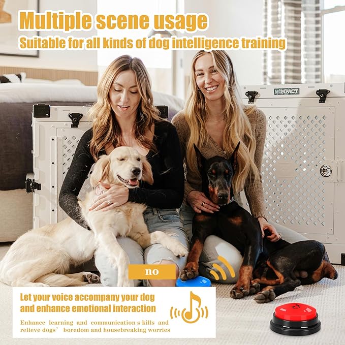 Dog Buttons for Communication Starter Pack 3 Dog Talking Button Set, 30s Voice Recording Speaking Button Pet Speech Training Buzzers with 30 Scene Stickers and Dog Button Mat for Animal Training