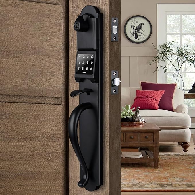 HISAFE (Left Hand) Keyless Entry Door Lock with Handle Sets, Electronic Smart Exterior Door Handleset with Keypad
