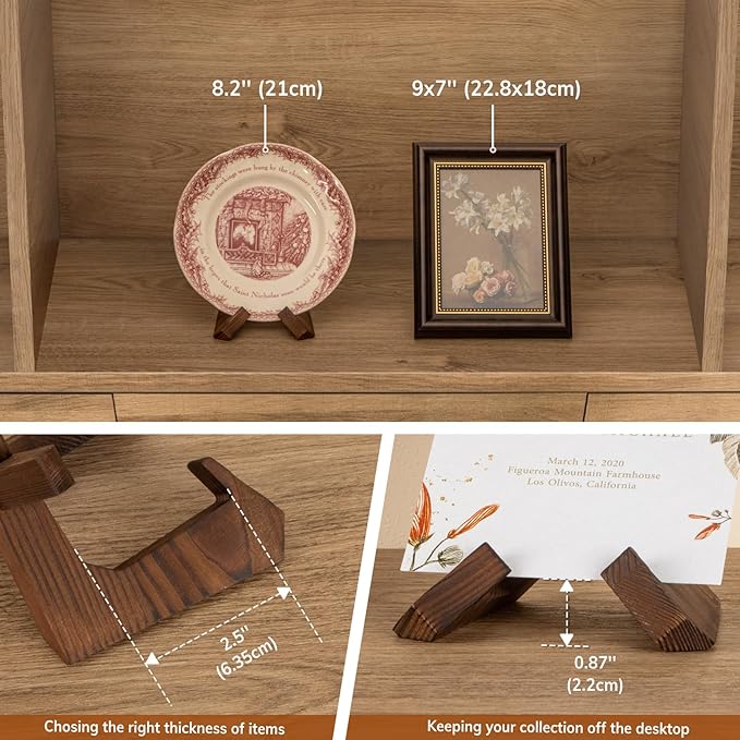 ANBOXIT Bowl Stands for Display, 3.5 Inch Plate Holder, Wooden Easel Frame Holder, Display Stand for Large Deep Platters and Dishes, 3.5" H x 4.8" W x 4" D (For Bowls under 2.5" in Depth)