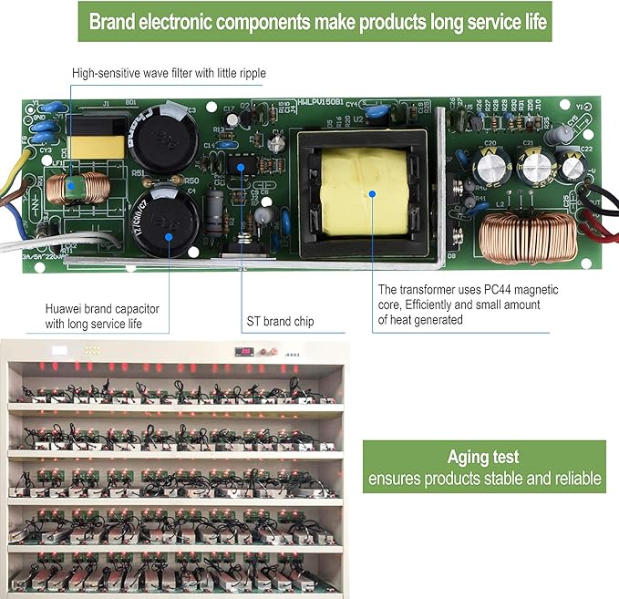LED Driver 200 Watts 24V DC Low Voltage Transformer， Waterproof IP67 LED Power Supply, Adapter with 3-Prong Plug 3.3 Feet Cable for Any 24V DC led Lights, Computer Project, Outdoor Light