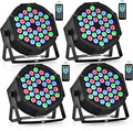CO-Z 36 LED Stage Lights, RGB Par Lights with Remote Control, DMX Controller Compatible, DJ Lights Stage Lighting Indoor for Christmas Halloween Party, 4 Pack