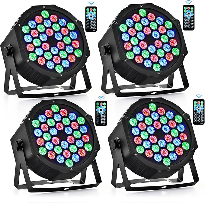CO-Z 36 LED Stage Lights, RGB Par Lights with Remote Control, DMX Controller Compatible, DJ Lights Stage Lighting Indoor for Christmas Halloween Party, 4 Pack