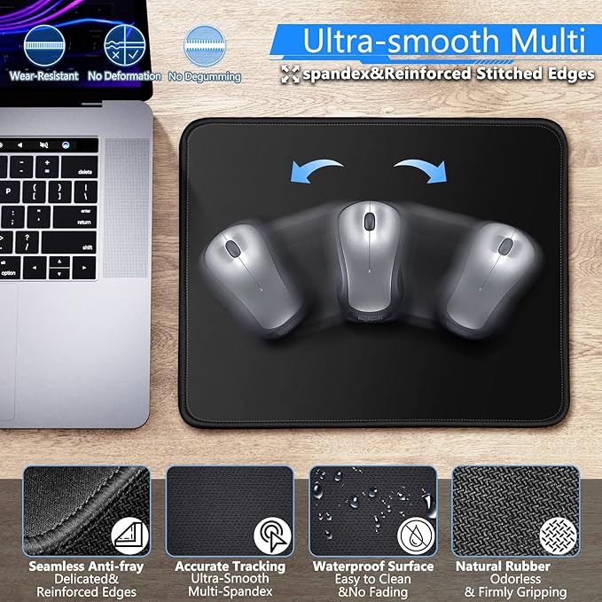 Gimars 3Pcs Memory Foam Keyboard Wrist Rest, Mouse Pad Wrist Support for Easy Typing Pain Relief, Ergonomic, Comfortable Keyboard Mouse Pad Set for Computer, Laptop, Home & Office