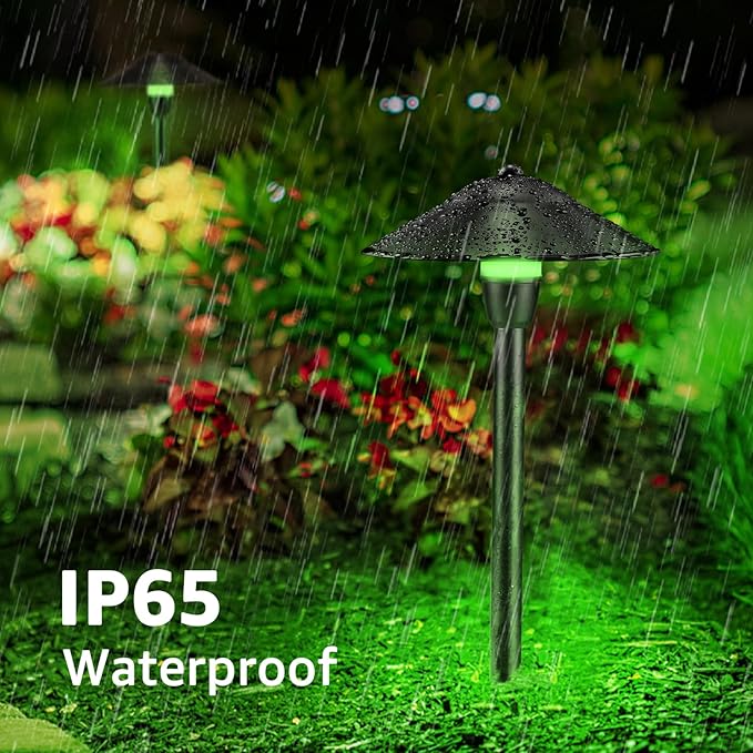 SUNVIE RGBW Low Voltage Pathway Lights 3W Color Changing Landscape Lights 12-24V Multi-Color Path Lights Waterproof for Yard Garden Walkway Holiday Landscape Path Lighting ETL Listed Cord, 4 Pack