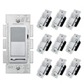 BESTTEN 10 Pack Matte Silver Dimmer Light Switch, Single Pole or 3-Way, Compatible with Dimmable LED, CFL, Incandescent and Halogen Bulb, LED Slide Dimmer Wall Switch, 120VAC, UL Listed