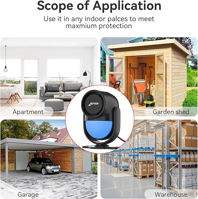 CPVAN WiFi Motion Sensor Alarm, 125dB Wireless DIY Smart PIR Motion Detector with 6 Door/Window Sensors for Home Security System - On Spot Alarm & APP Alert, Black