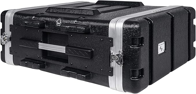 Sound Town Lightweight 4U PA DJ Rack/Road Case with ABS Construction, 19” Depth and Heavy-Duty Latches (STRC-A4U)