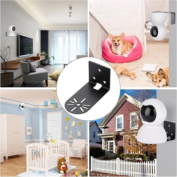 Sumnacon 3PCS Wall Mount Camera Shelf- Metal Small Wall Shelf with Adhesive,Universal Small Floating Shelf for Security Cameras, Speakers,Black