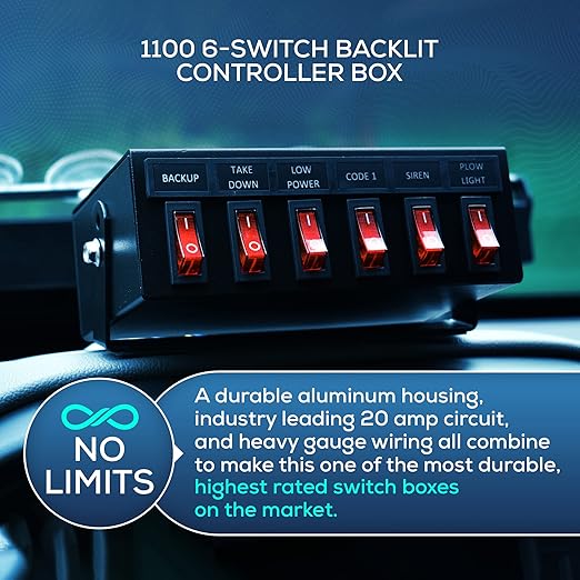 Ultra Bright Lightz 1100 6-Switch Backlit Controller Box | Emergency Vehicle Strobe Warning Lights | Siren | Speaker