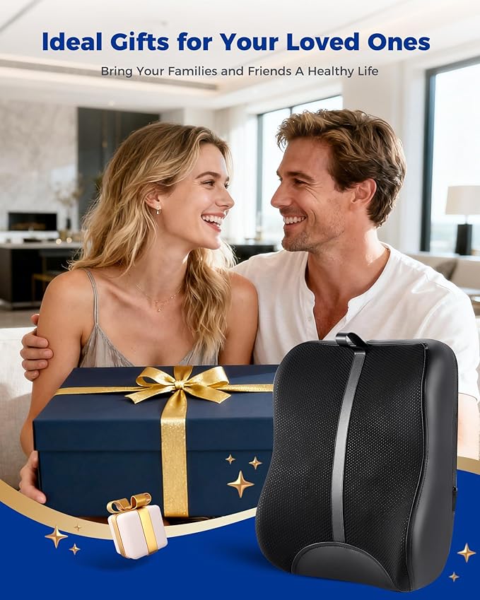 OMASSA Shiatsu Back Massager with Heat-Electric Back Massager for Pain Relief Deep Tissue-Up and Down Rolling Massage Heated Lower Back Massager for Office/Home/Car-Gift for Men Women Parents