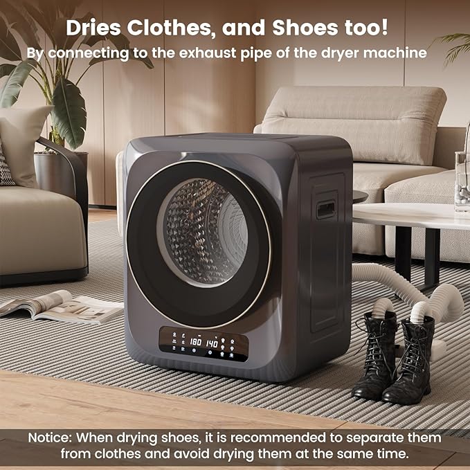 VCJ Portable Dryer for Laundry, 12lbs Clothes Dryer with 6 Drying Modes & 8H Timer, LED Display 850W Front Load Compact Electric Dryer for Apartment, RVs, Dorms