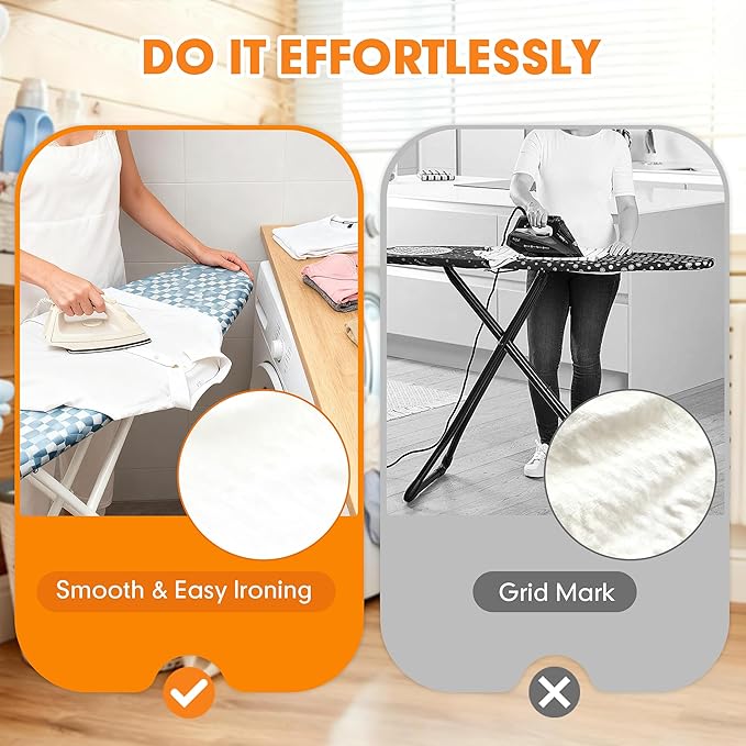 Ironing Board Cover and Pad, 21x54 Extra Large Thick Iron Padding, Scorch & Stain Resistant Ironing board cover, Heavy Duty Iron Board Padded with Adjustable Fasteners Elastic Edge, Aqua Blue