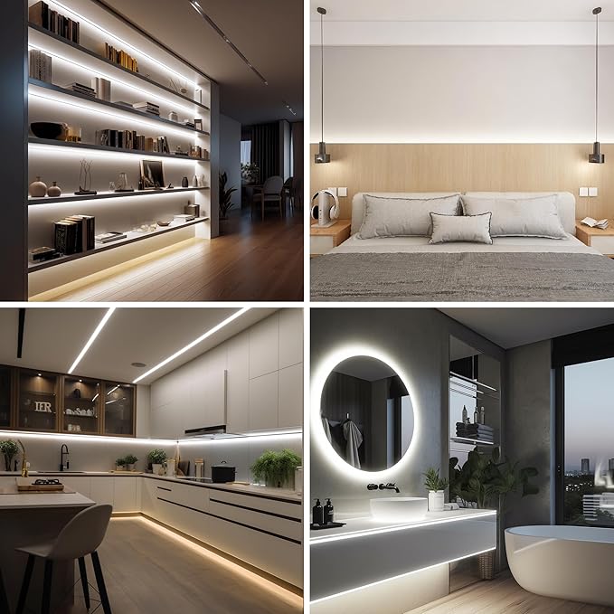 Pandery COB LED Strip 5m,16.4ft LED Strip Lights,Touch Dimmable LED Strips,CRI90+,6000K Daylight White LED Tape Lights,1600LEDs,24V cob led,Indoor for Bedroom,Kitchen,TV,Mirror,Cabinet