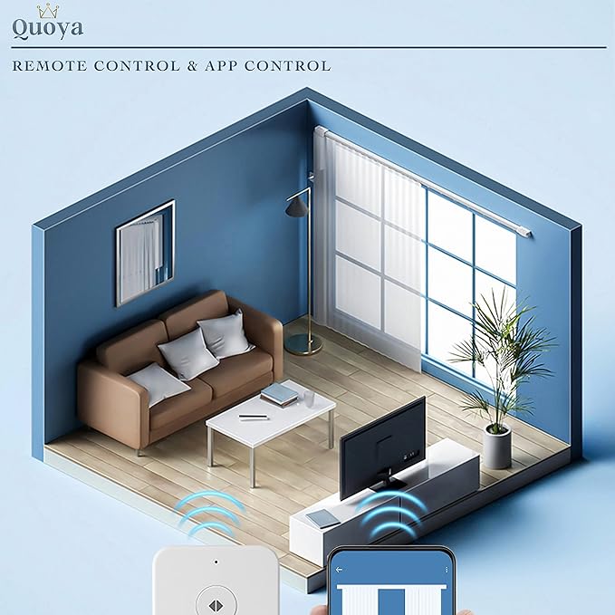 Quoya QL600 Smart Electric Curtain Track, Motorized Motor, Adjustable Track Length, Compatible with Alexa, Google, Siri, Apple Watch (QL600, up to 196 inches (5m))