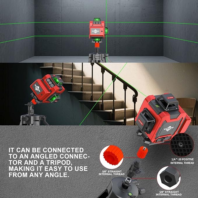 Weiddw 16 Lines Self-Leveling Laser Level with Tripod, 4x360°4D Green Cross Line Vertical & Horizontal Laser for Construction,Home Renovation,Remote Controller&Durable Case（＜1mw）