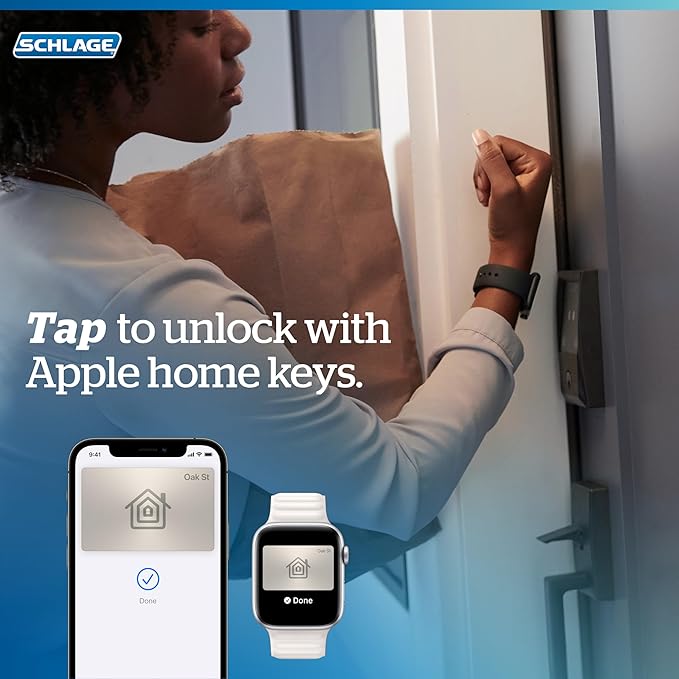 Schlage BE499WB CEN 716 Encode Plus WiFi Deadbolt Smart Lock, Keyless Entry Touchscreen Door Lock with Century Trim, Aged Bronze