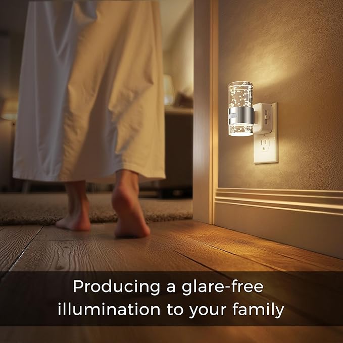 L LOHAS LED Motion Sensor Night Light,Dimmable Night Lights Plug into Wall, 3000K Night-Lights with 0-100 LM Adjustable, Acrylic Bubble Plug in Nightlight for Bathroom Hallway Nursery