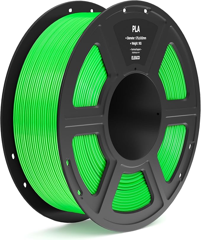 ELEGOO PLA Filament 1.75mm Neon Green 1KG, 3D Printer Filament Dimensional Accuracy +/- 0.02mm, 1kg Spool(2.2lbs) Fit Most FDM 3D Printers