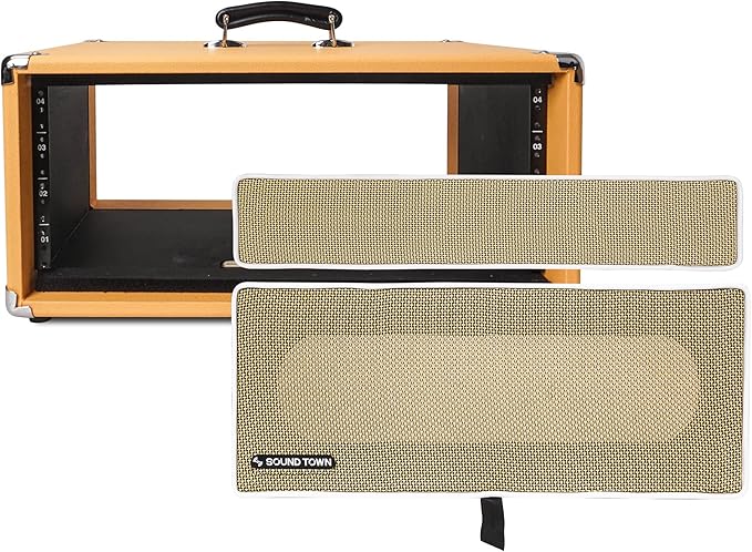 Sound Town Vintage 4U Amp Rack Case, 12.5" Depth with Rubber Feet, Dust Cover, Kickstand, Orange (STVRC-4OR)
