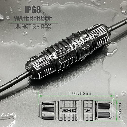 Junction Box Cable Connector Waterproof Cable Connector 2 Way with 3 Pin Electrical Junction Box Connectors 22-10 AWG 32A Ø4-9mm Wire (5 Pack)