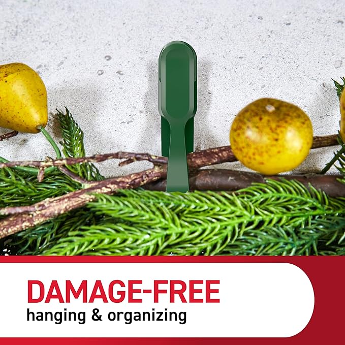 Command Garland Holder, Fireplace Mantle Garland Holder for Displaying Garlands, Wreaths, and Holiday Decor Without Leaving Damage, Holes, or Residue, Holds 2lbs, Green, 6 Pack