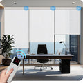 COOLWINDS Motorized Blinds with Remote Cordless Automatic Motorized Shades Custom Blinds for Windows Smart Curtains Compatible with Alexa Google Home(3% Solar White,W57 x H72in)