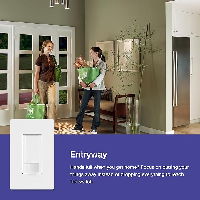 Lutron Maestro Motion Sensor Light Switch Indoor for Bathroom, Garage, Laundry Room, Any Bulbs, Occupancy Vacancy Sensor, Single-Pole, MS-OPS2-BL, Black