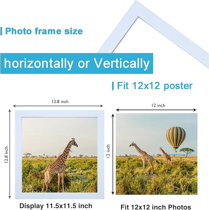 TKYGU 12x12 Picture Frame Set of 3, white Wooden Frame 12by12 Square Wall Gallery Poster Photo frame with Durable Shatter Resistant Plexiglass for Wall Hanging best gift