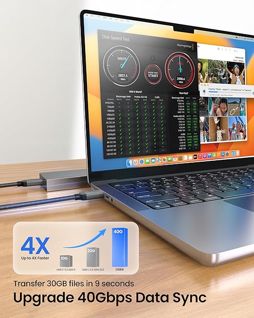 Silkland USB4 for Thunderbolt 4 Cable 1.6FT, 40Gbps Data Transfer, 240W, 8K@60Hz, Short Thunderbolt Cable 0.5M, USB C Data Cable Compatible with Thunderbolt 3, SSD, Hub, Dock, iPhone 17,MacBook, eGPU