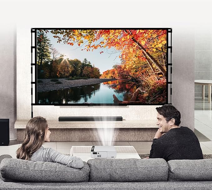 TOWOND Projector Screen and Stand, 100 inch Outdoor Projector Screen Indoor, Portable Movie Screen 16:9 4K Front Rear Projection Screen with Carry Bag Wrinkle-Free Design for Home Backyard Theater